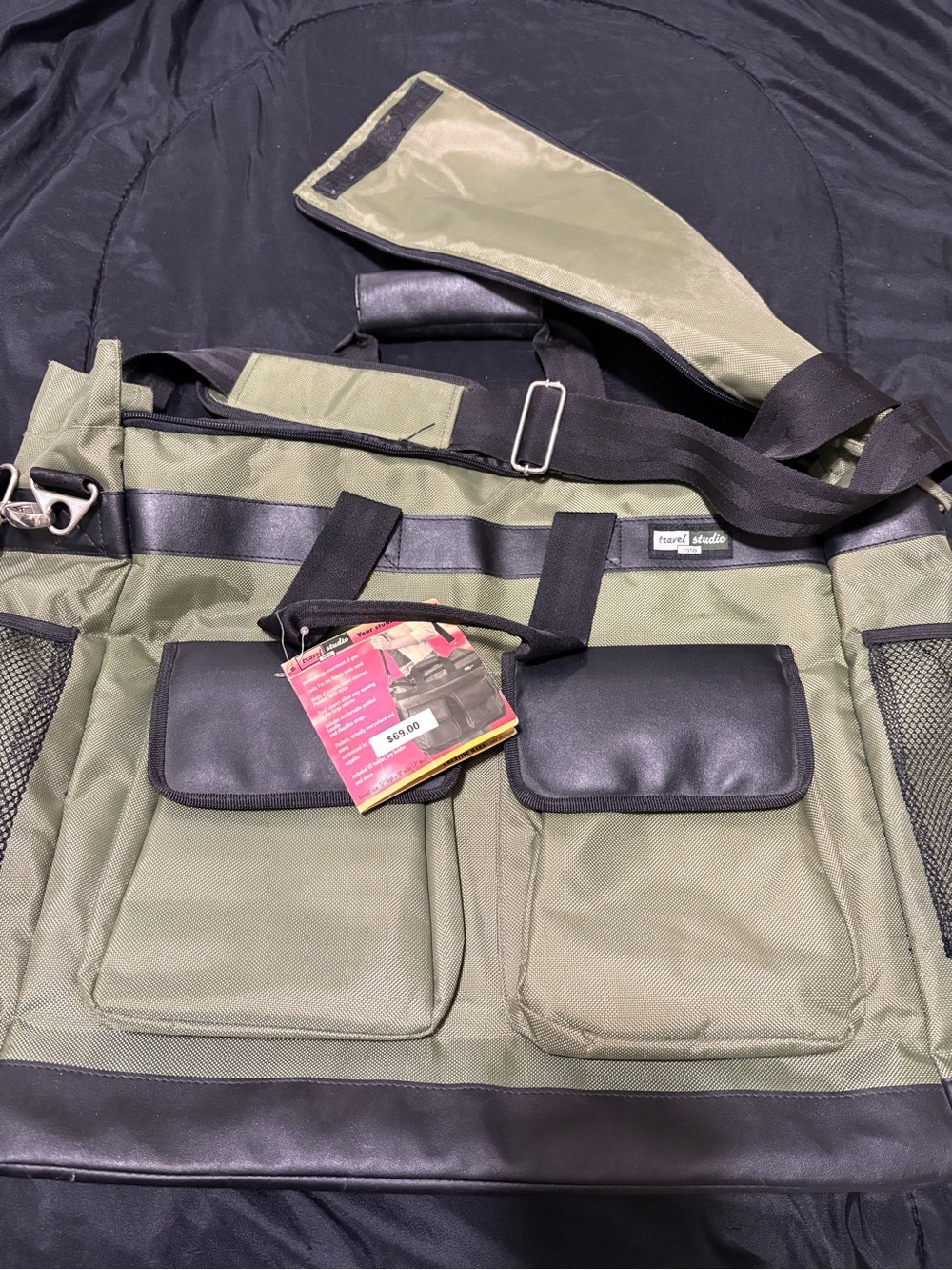 New Travel Art Studio Olive Green Duffel Bag with Black Trim